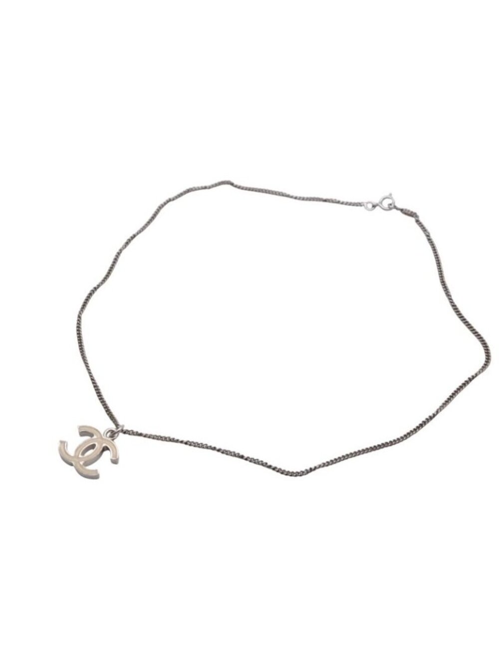 Chanel CC Logo Necklace 07 47 Ivory Silver Metal